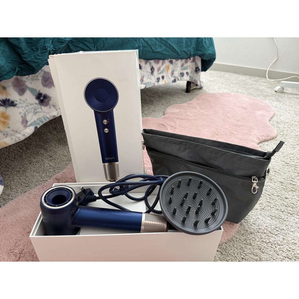 Laifen Swift High Speed Hair Dryer Blue Ionic Blow Dryer w Diffuser with Box
